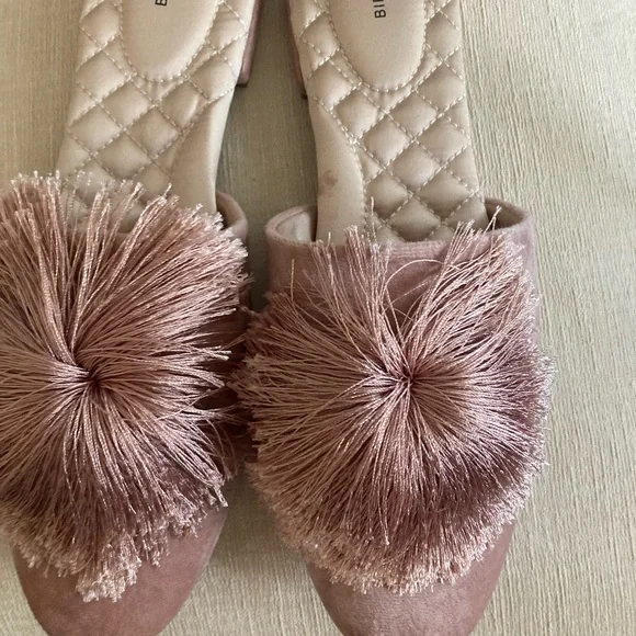 Birdies Pink Plush Slippers with Decorative Pom-Pom - Picture 2 of 6